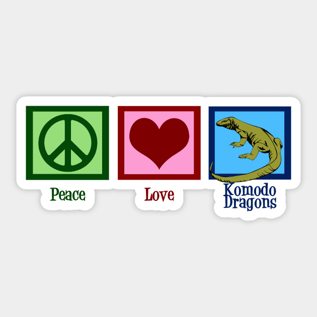 Peace Love Komodo Dragons Sticker by epiclovedesigns